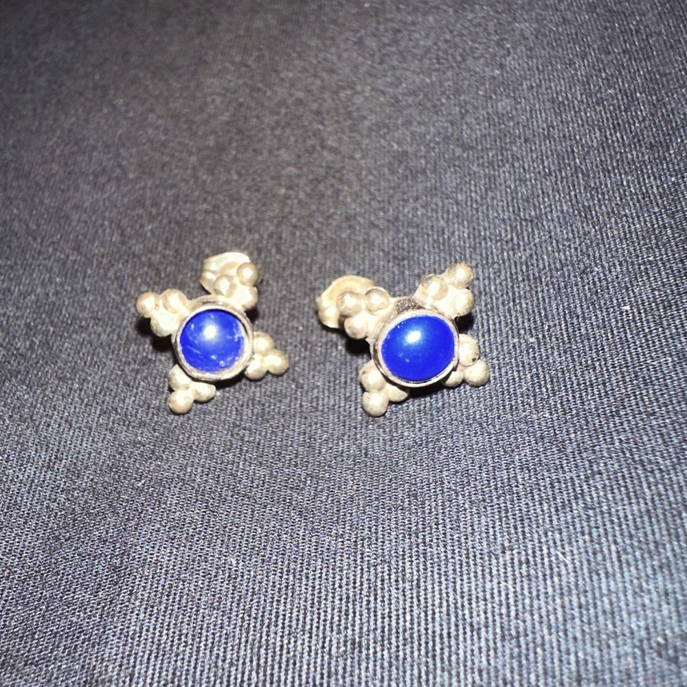Native made Lapis silver earrings